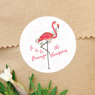 Julgrute Festive Flamingo String Ljus Runt Klistermärke