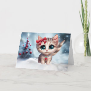 Julgrute Kitten med Julgran Kort
