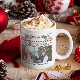Julgrutefopto Whimsical Newspaper Print Kaffemugg