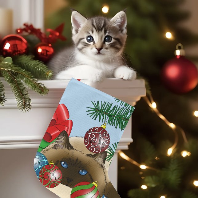 Julgryk ornament Siamesisk katt Rolig Stor Julstrumpa (Skapare uppladdad)