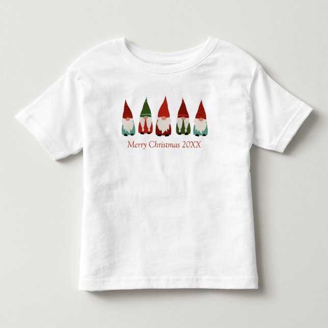 Julgryn Gnomes God jul T Shirt (Framsida)
