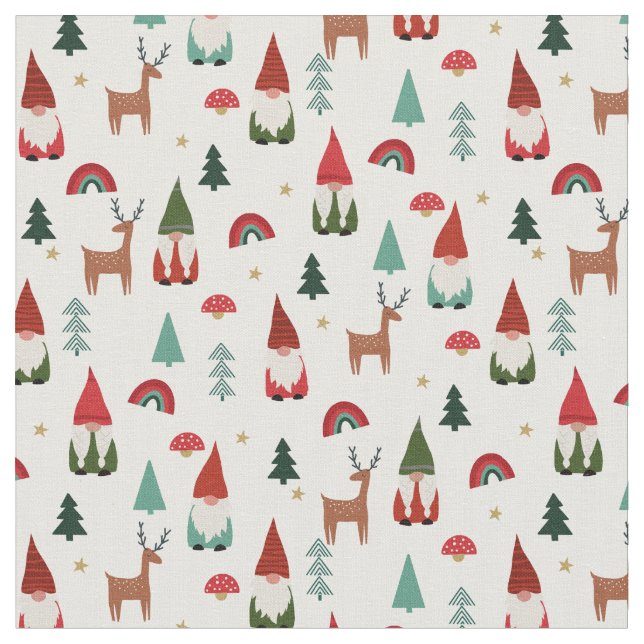 Julgryn Gnomes, helgdag vit Tyg (Närbild)