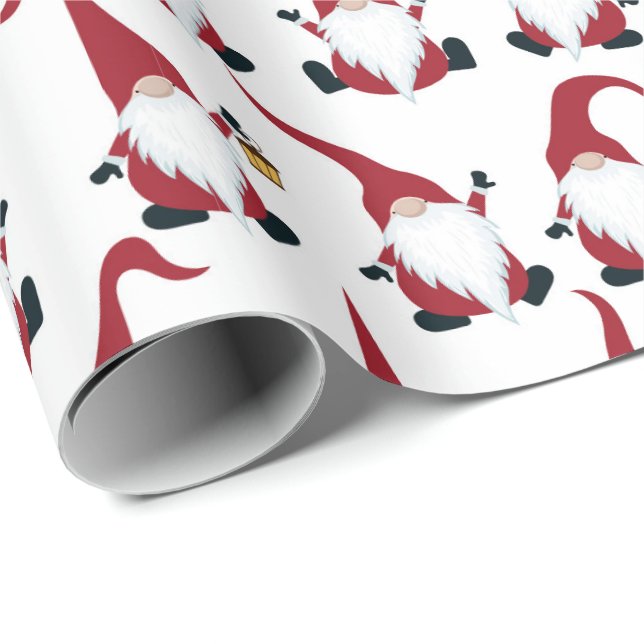 Julgryn med Helgdag Lantern Watercolor Presentpapper (Rullad Hörn)