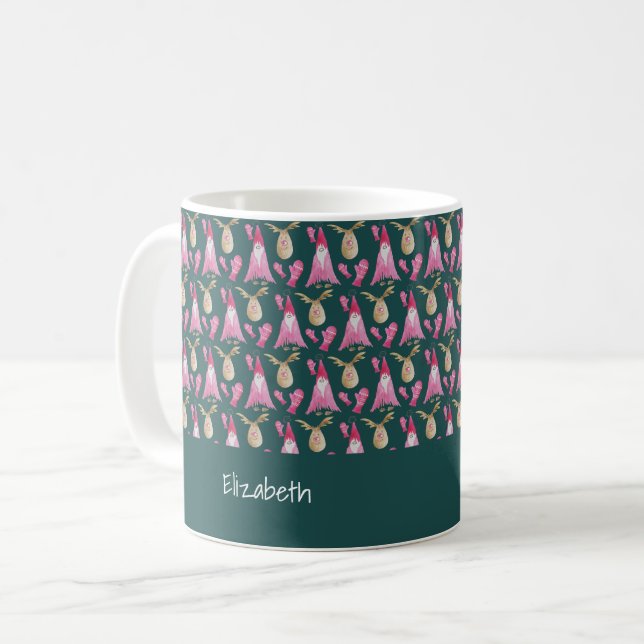 Julgryn och renar med handskar kaffemugg (Framsida vänster)