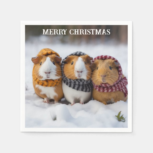 JulGuinea-Grisar i Snö Pappersservett (Framsidan)