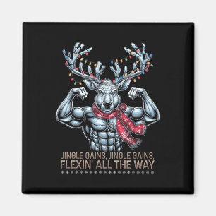 Julgymmet Workout Reindeer Gains Flexing All T Magnet