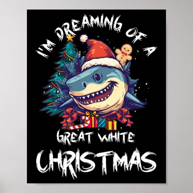 Julhaj Santa Hat Julafton Santa Jaws Funny Sh Poster (Framsidan)