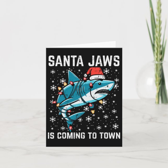 Julhaj Santa Jaws Julafton Manar Boys Kids Yout Kort (Framsida)