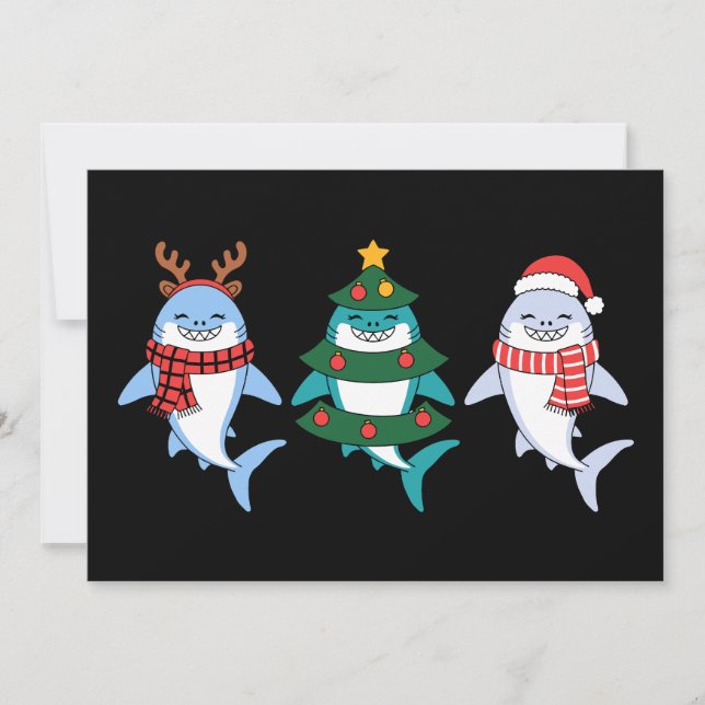 Julhaj Santa Ren Träd Xmas Högtid Inbjudningar (Framsida)