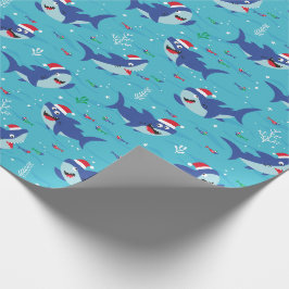 Julhajar i Cute Lycklig i blått Presentpapper