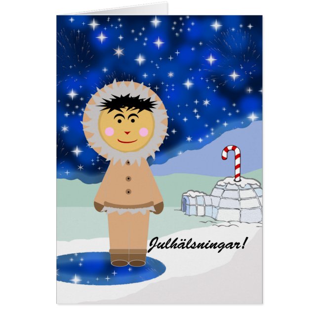 Julhäls avstöter julhälsningar på svenska hälsningskort (Framsidan)