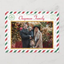 Julhälsans familj Foto Glitter Luft Mail
