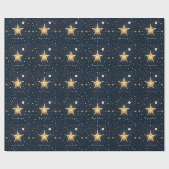 Julhälsning Celestial Midnattsstjärna Måne Presentpapper (Platt)