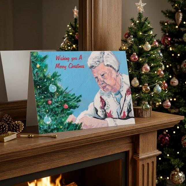 Julhälsning från MORMOR/BESTMOR Handmålad  Kort (Skapare uppladdad)