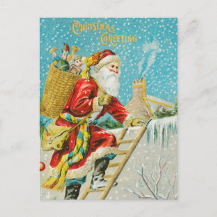 Julhälsning från vintage tomte vykort