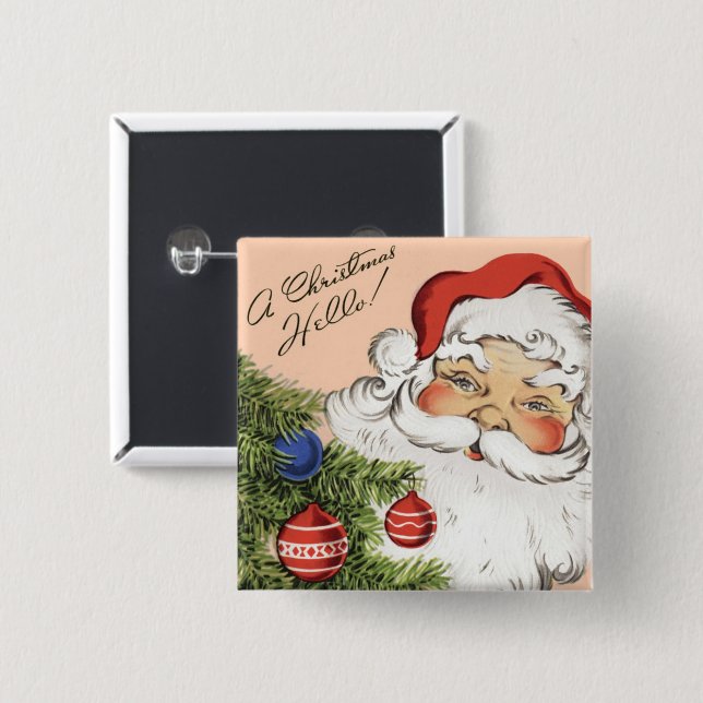 Julhälsning! Glad tomte Knapp (Framsida & baksida)
