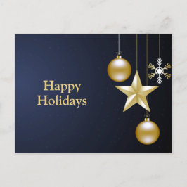 Julhälsning Guld Ornament Navyblå Vykort