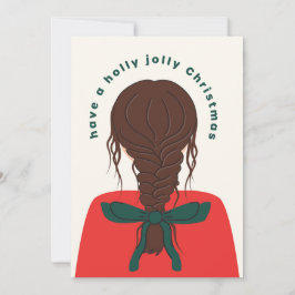 Julhälsning med flicka med rosett julkort