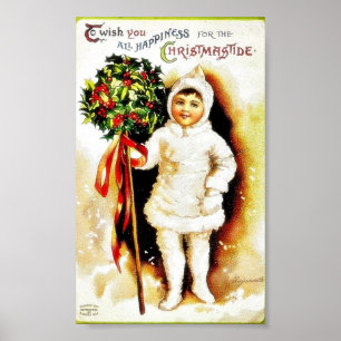 Julhälsning med löv för en heliga för pojke poster