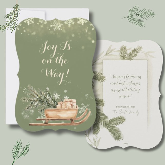 Julhälsning med tall på bil julkort (christmas card, vintage christmas card, retro christmas card, red car christmas tree, christmas tree)