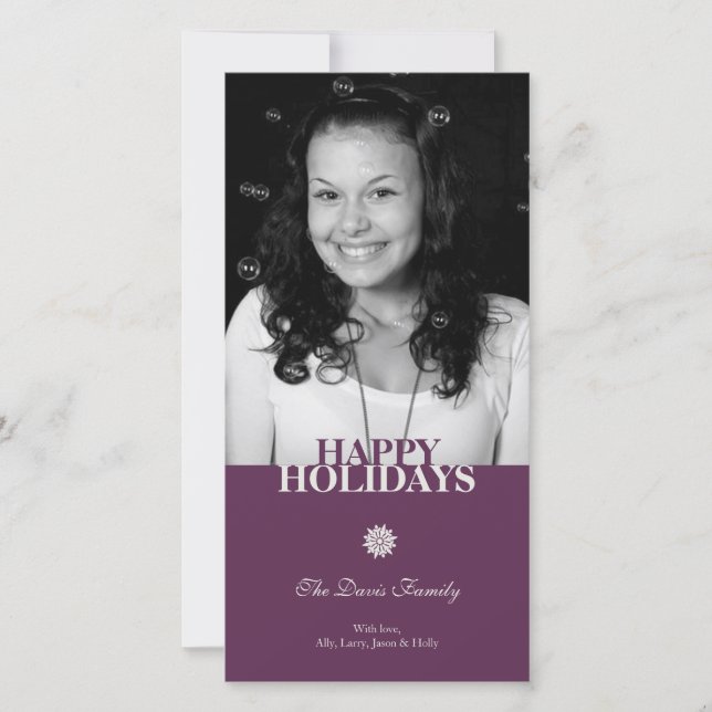 Julhälsningar av eleganten Plum snowflake Julkort (Framsida)