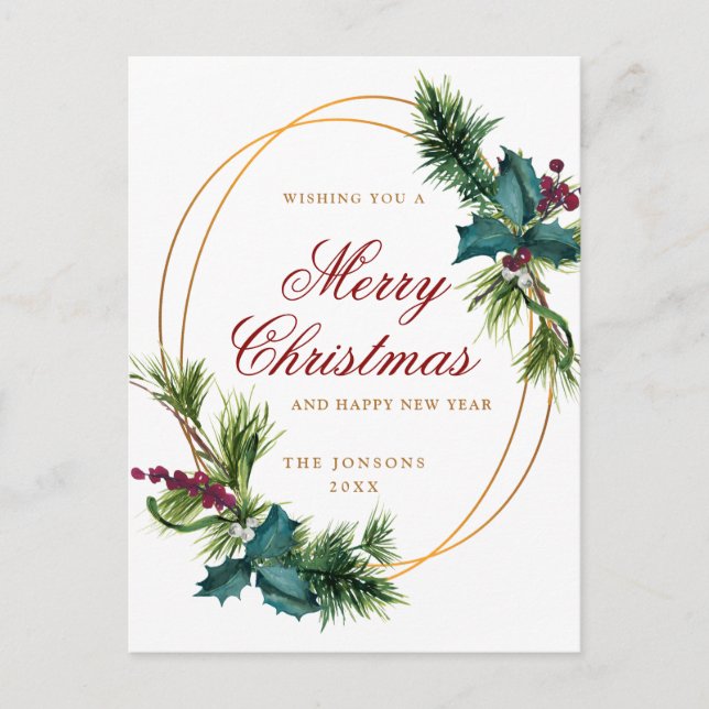 Julhälsningar av Gräs Cone vid jul i Guld Vykort (Framsida)