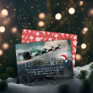 Julhälsningar av Jul BELIEVE Reindeer Sleigh Visitkort