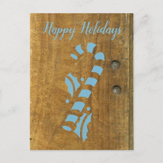 Julhälsningar Candy cane Blue jul Helg Vykort (Framsida)