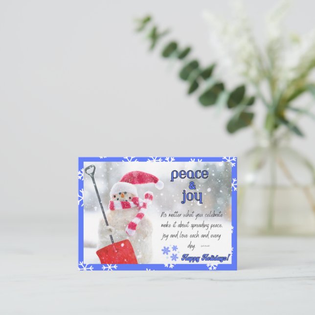JULHÄLSNINGAR CARD - Peace Snögubbe Anteckningskort (Stående Fram)