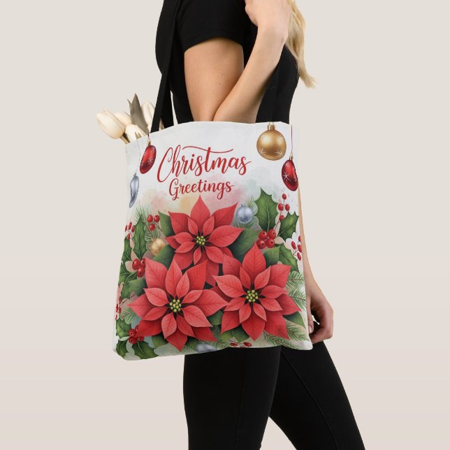 Julhälsningar, festlig högtidsdesign, tygkasse (Närbild)