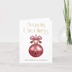 Julhälsningar Företags Rosa Guld Ornament Helgkort