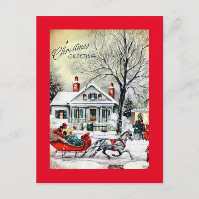 Julhälsningar från en Sleigh Helg Vykort (Framsida)