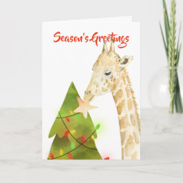 Julhälsningar Giraff Och Julgran Stjärna Kort