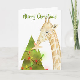 Julhälsningar Giraff Och Julgran Stjärna Kort