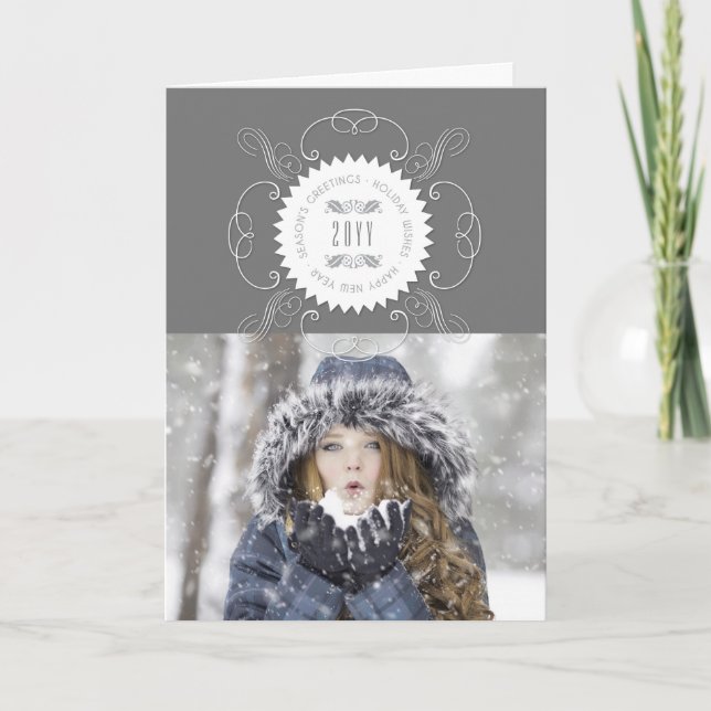 Julhälsningar Gott Nytt År Säl Foto Helgkort (Framsida)