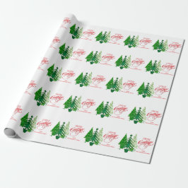 Julhälsningar, Grönt Träd Wrapping Papper Presentpapper