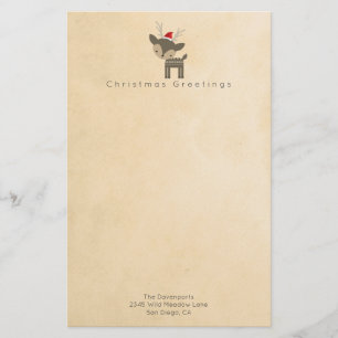 Julhälsningar i Hjorten i en röd jultomt-Anpassnin Brevpapper