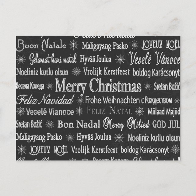 Julhälsningar i Många Språkpanel Vykort (Framsida)