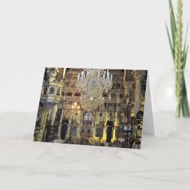 Julhälsningar Insida i en ortodox kyrka Helgkort