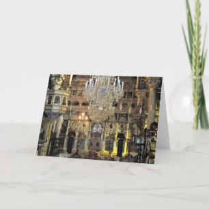 Julhälsningar Insida i en ortodox kyrka Helgkort