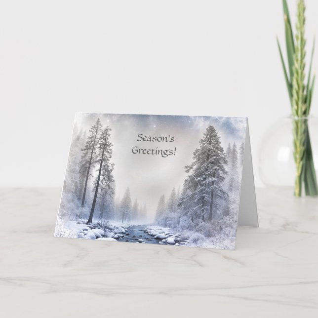 Julhälsningar jul med vinterlandskap  kort (Framsida)