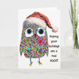 Julhälsningar julkort för Cute Santa Hat Uggla Helgkort