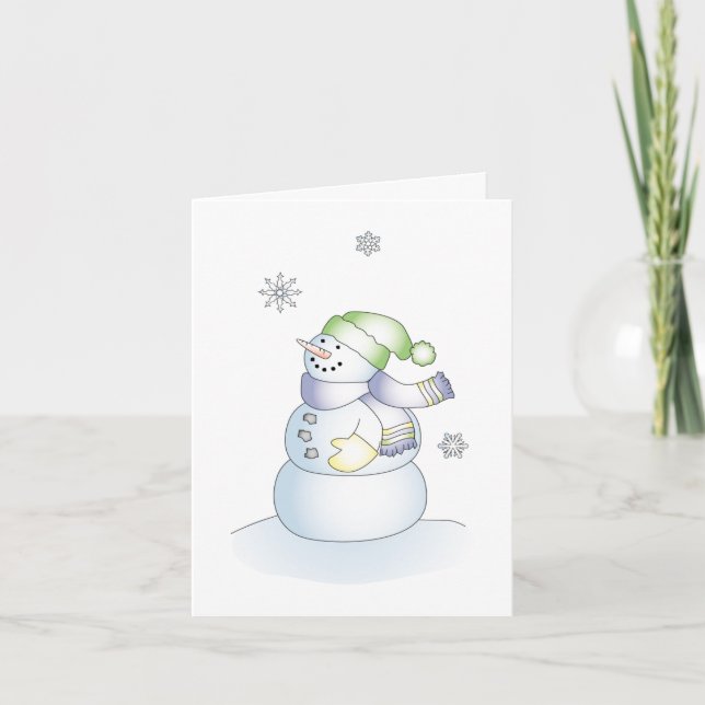 Julhälsningar kort för Cute Snögubbe God jul (Framsida)