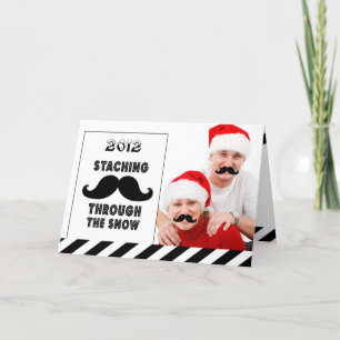 JULHÄLSNINGAR KORT FÖR FUNNY MUSTACHE ANPASSADE