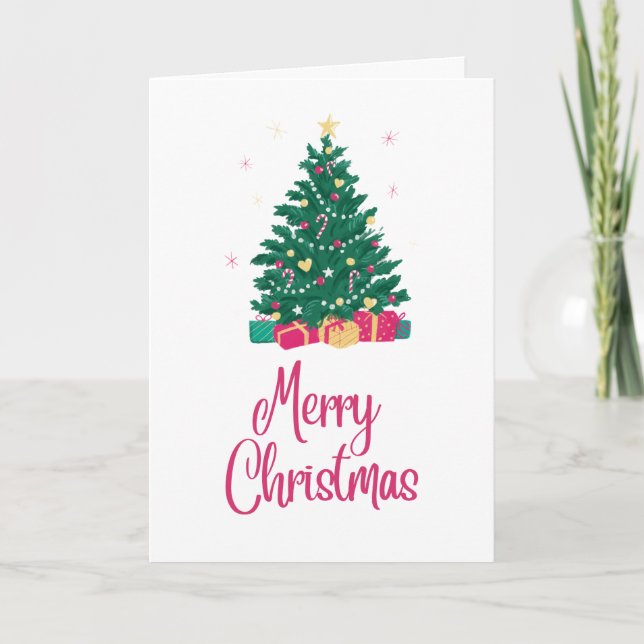 Julhälsningar kort för god jul träd (Framsida)