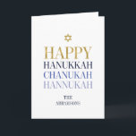 Julhälsningar kort för lycklig Hanukkah Chanukah<br><div class="desc">Faux-simulerad utformning av guld-folie ingår i denna konstruktion. Anpassa anpassningsbarna ovan. Du hittar ytterligare samordningsposter i vår "Lycklig Hanukkah Chanukah"-samling.</div>