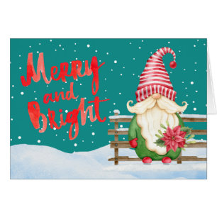Julhälsningar kort för Merry och Bright Gnome