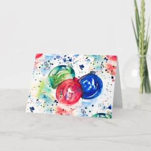 Julhälsningar kort för vattenfärgsjulen Baubles
