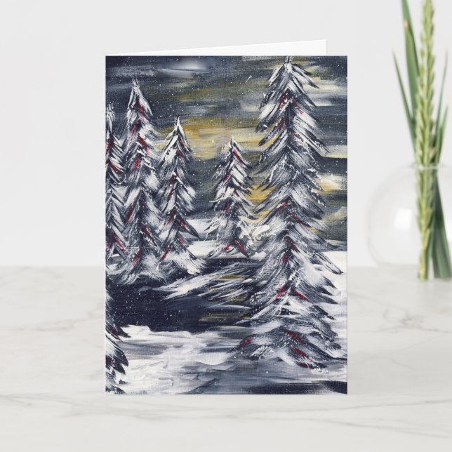 Julhälsningar kort för vinterscen (Framsida)