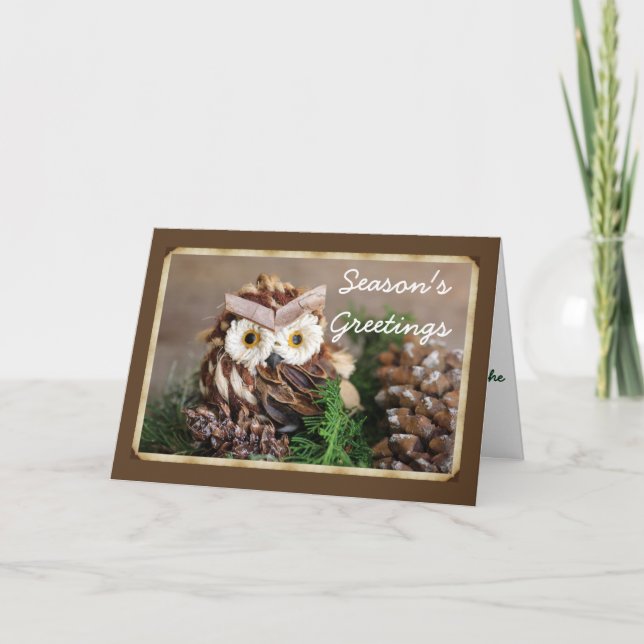 Julhälsningar kort från uggla med kuvert medföljer (Framsida)